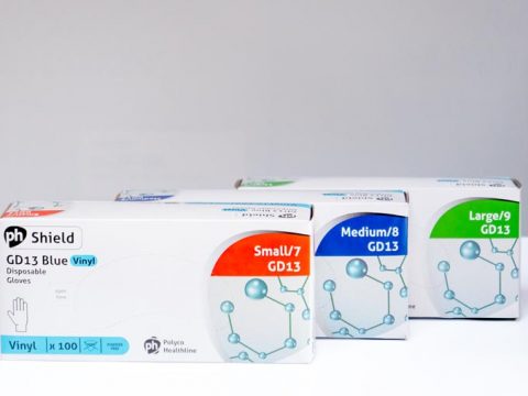 GLOVES BLUE VINYL POWDER FREE