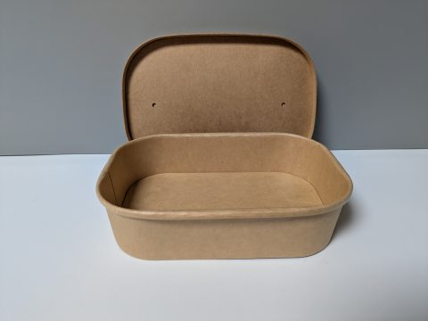 CONTAINER & PAPER LID 500ML KRAFT RECTANGLE